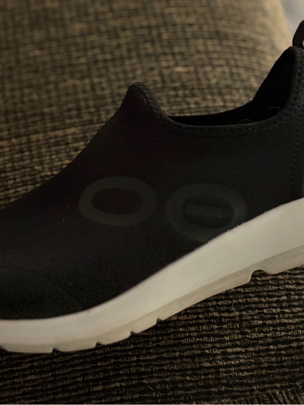 OOFOS Women's Slip-On Athletic Shoes - Black with White Sole - Picture 4 of 7